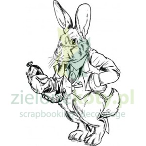 Stempel gumowy AB Studio zając z zegarkiem Alicja