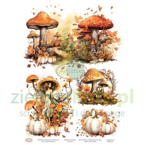 Papier ryżowy decoupage Artistiko jesień grzyby dynie