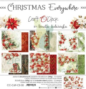 Zestaw papierów 30x30 Craft O'Clock Christmas Everywhere