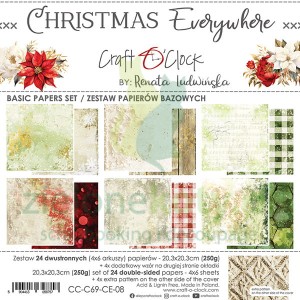 Zestaw papierów 20x20 Craft O'Clock Christmas Everywhere bazowe