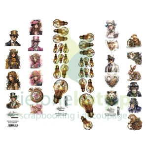 Papier Alchemy Of Art paski z elementami do wycinania Steampunk Time 6szt