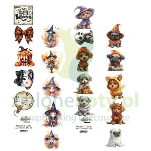 Papier Alchemy Of Art paski z elementami do wycinania Trick Or Treat Happy Halloween pieski 4szt