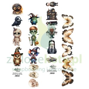 Papier Alchemy Of Art paski z elementami do wycinania Trick Or Treat Happy Halloween 4szt