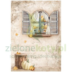 Papier ryżowy decoupage Stamperia A4 Golden Harmony window okno