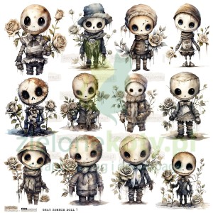 Naklejki papierowe ScrapLove Gray Zombie Doll 1