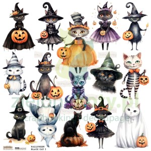 Naklejki papierowe ScrapLove Halloween Black Cat 3