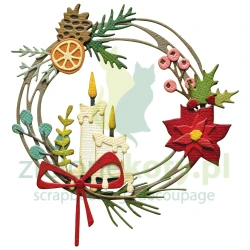 Wykrojnik Sizzix Thinlits by Tim Holtz Vault Festive Wreath wianek ze świecami