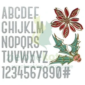 Wykrojnik Sizzix Thinlits by Tim Holtz Vault Seasonal Sketch alfabet poinsettia 