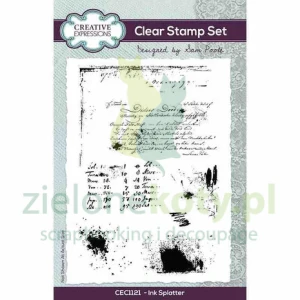 Stempel akrylowy Creative Expressions Ink Splatter mixmedia napisy c