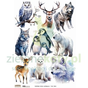 Papier ryżowy ScrapLove Winter Wild Animals 1 x