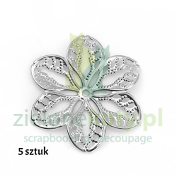 Metalowy kwiat 3,2cm / 5szt.  kol. srebrny 