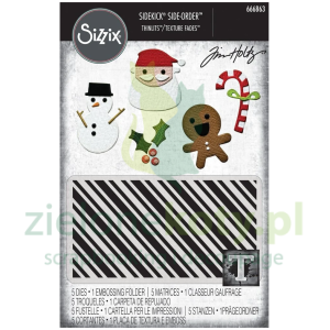 Wykrojnik + folder do embossingu Sizzix Tim Holtz Christmas Minis elementy świąteczne