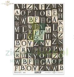 Papier ryżowy decoupage ITD Collection A4 litery tło