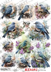 Papier ryżowy decoupage Asket A4 miękki ptaki 