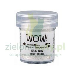 Puder do embossingu Wow! White Glitz kryjący brokatowy biały