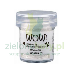 Puder do embossingu Wow! White Glitz kryjący brokatowy biały