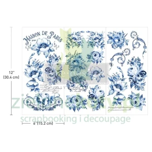 Transfer Prima Decor 45x30cm Spring Serenade kwiaty niebieskie