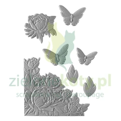 Wykrojnik + folder Spellbinders 3D Blooming Butterflies kwiaty, motyle