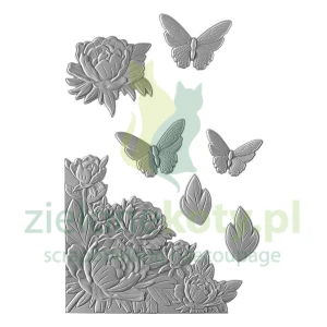 Wykrojnik + folder Spellbinders 3D Blooming Butterflies kwiaty, motyle