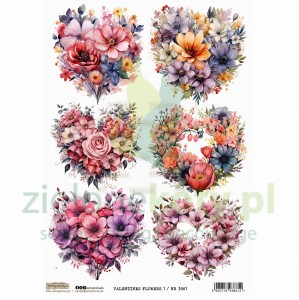 Papier ryżowy ScrapLove Valentines Flowers 1 serca z kwiatów
