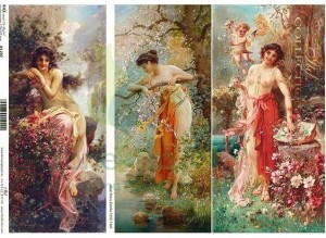 Papier ryżowy ITD decoupage A4 Dama w ogrodzie Malarstwo