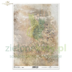  Papier ryżowy decoupage ITD Collection A4 kwiaty akwarela brązowe x