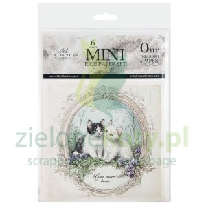 Papier ryżowy ITD decoupage 15x15 6szt koty w ramkach