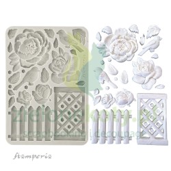 Forma foremka silikonowa Stamperia A5 House Of Roses kwiaty, płot