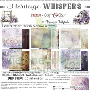Zestaw papierów 20x20 Craft O'Clock Heritage Whispers bazowe