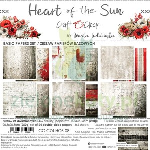 Zestaw papierów 20x20 Craft O'Clock Heart Of The Sun bazowe