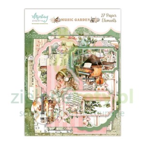 Zestaw dodatków Die Cuts Mintay Music Garden koperty i tagi 27szt 