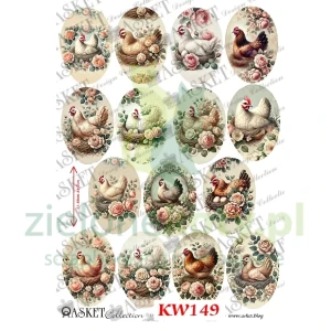 Karton Asket elementy do wycinania / przekładki do jajek 3D pleksi  10-11cm / kury w gniazdach x