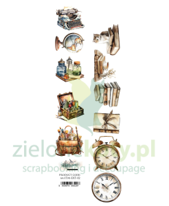 Papier Alchemy Of Art paski z elementami do wycinania In the morning / O poranku zegary, książki 2 szt. 