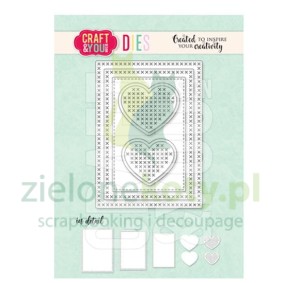 Wykrojnik Craft&You ATC Cross Stitches przeszycia, serca