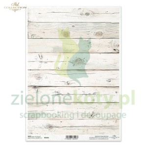 Papier ryżowy ITD Collection A4 Floral Shabby Chic białe deski