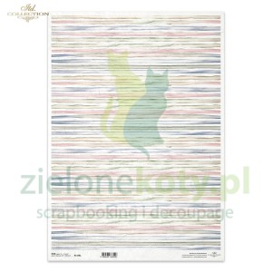 Papier ryżowy ITD Collection A3 Floral Shabby Chic pastelowe paski x