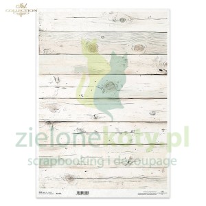 Papier ryżowy ITD Collection A3 Floral Shabby Chic białe deski 