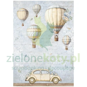 Papier ryżowy decoupage Stamperia A4 Timeless air balloons balony 