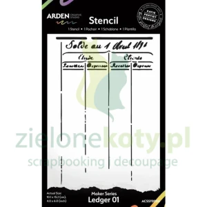 Szablon maska Arden Creative Studio 10x15 cm Ledger 01 tabela 