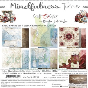 Zestaw papierów do scrapbookingu 20x20 Craft O'Clock Mindfulness Time bazowe 