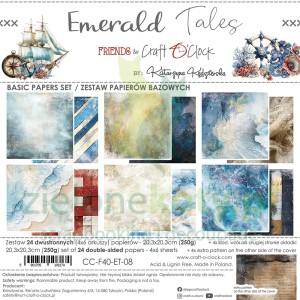 Zestaw papierów do scrapbookingu 20x20 Craft O'Clock Emerald Tales bazowe  