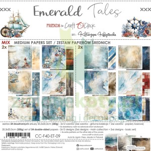 Zestaw papierów do scrapbookingu 20x20 Craft O'Clock Emerald Tales Mix 