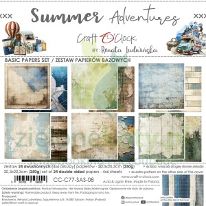 Zestaw papierów do scrapbookingu 20x20 Craft O'Clock Summer Adventures bazowe