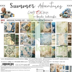 Zestaw papierów do scrapbookingu 20x20 Craft O'Clock Summer Adventures Mix 