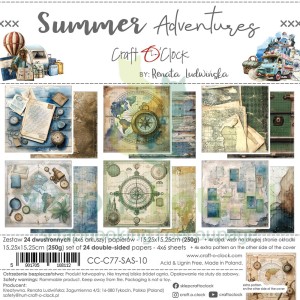 Zestaw papierów do scrapbookingu 15x15 Craft O'Clock Summer Adventures