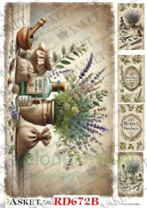 Papier ryżowy decoupage Asket A4 miękki pachnące zioła 