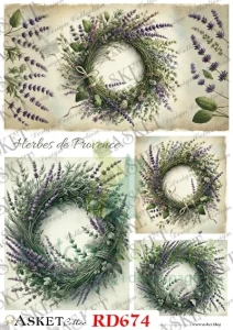 Papier ryżowy decoupage Asket A4 miękki wianki z ziołami x