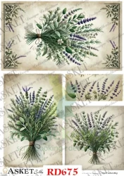 Papier ryżowy decoupage Asket A4 miękki bukiety pachących ziół
