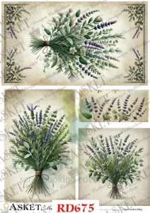 Papier ryżowy decoupage Asket A4 miękki bukiety pachących ziół