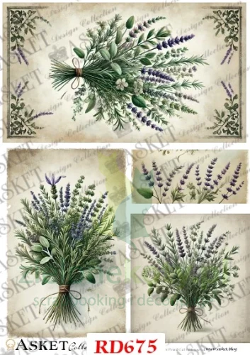 papier ryżowy RD675 bukiety pachnących ziół Prowansja.jpg